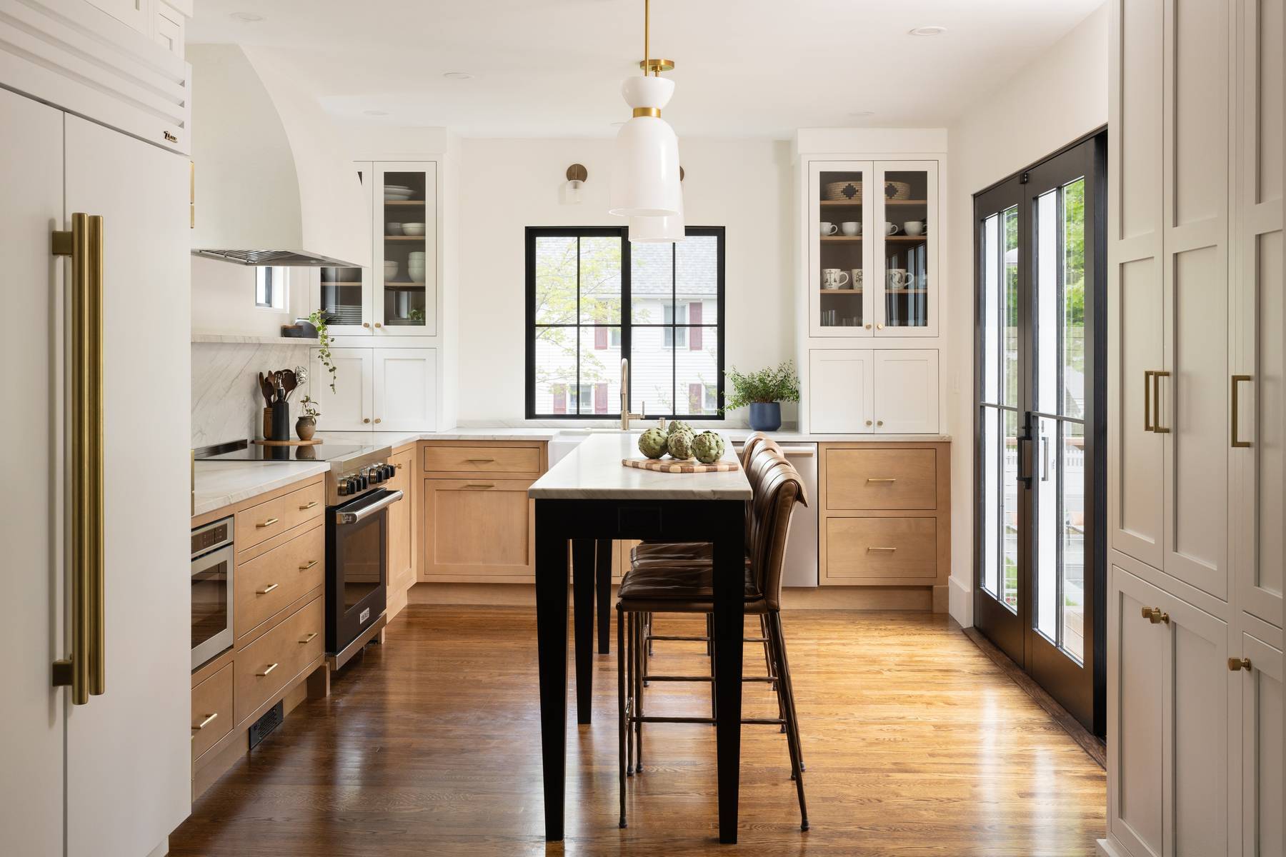 after kitchen remodel reading ma wide view wood cabinets black island