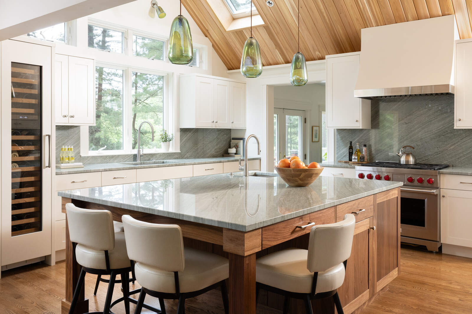 reimagining a family home kitchen remodel island skylight pendant lights